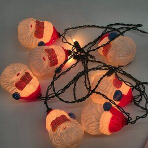 Vintage Santa Claus String Lights 8 Heads Christmas Decoration Blow Mold